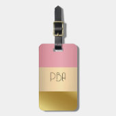 Elegant Goud Chopper Roze Metallic monogram Naam Bagagelabel (Voorkant verticaal)