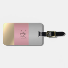 Elegant Goud Chopper Roze Metallic monogram Naam Bagagelabel