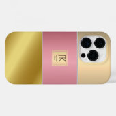 Elegant Goud Chopper Roze Metallic monogram Naam Case-Mate iPhone Case (Achterkant (horizontaal))