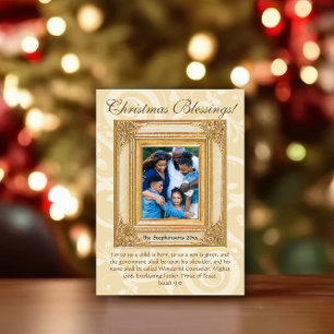 Elegant Goud Christelijk Bijbel Verse Foto Feestdagenkaart