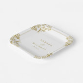 Elegant Goud  Classic Bruiloft Dessert Papieren Bordje (Gebogen)