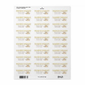 Elegant, Goud Confetti, Bloemen Adreslabel Etiket (Full Sheet)