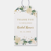 Elegant Goud Confetti Bloemen Vrijgezellenfeest La Cadeaulabel (Voorkant)