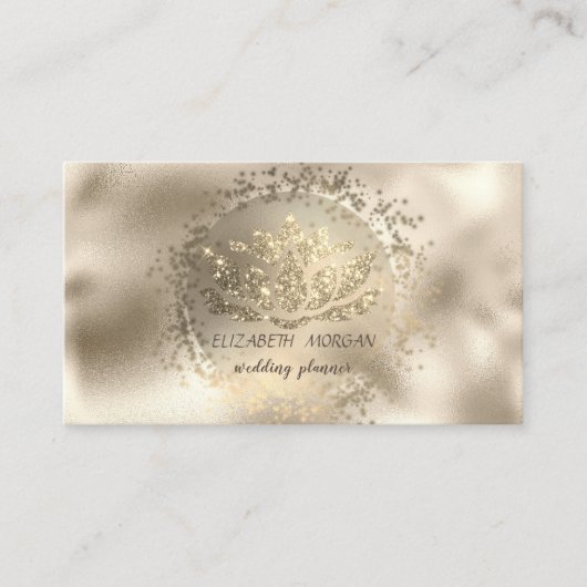 Elegant Goud Confetti Glitter Lotus Metallic Visitekaartje (Voorkant)