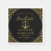 Elegant Goud Confetti Law School Afstuderen Zwart Servet (Voorkant)