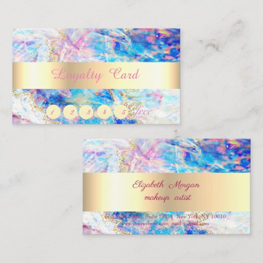 Elegant, goud, Confetti, optische holografisch Klantenkaartje (Voorkant / Achterkant)