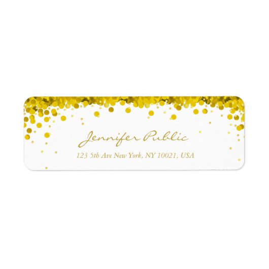 Elegant Goud Confetti Script Luxe Modern Plain Etiket (Voorkant)