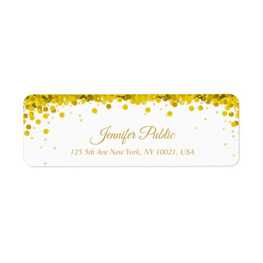 Elegant Goud Confetti Script Luxury Modern Plain Etiket (Voorkant)