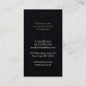 Elegant Goud Confetti Stippen Patroon op zwart pap Visitekaartje (Achterkant)