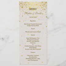 Elegant Goud Confetti Wit Lederen Bruiloft Menu