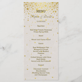 Elegant Goud Confetti Wit Lederen Bruiloft Menu
