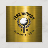 Elegant Goud Custom Golf Monogram Ontwerp Vierkante Visitekaartje (Voorkant)