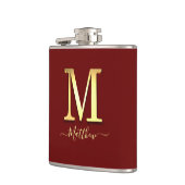 Elegant Goud Custom Monogram M Naam Flask Heupfles (Links)