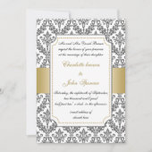 elegant goud, damask bruiloft uitnodiging (Voorkant)