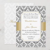 elegant goud, damask bruiloft uitnodiging (Voorkant / Achterkant)