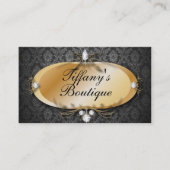 Elegant Goud  Damask Mode Visitekaartjes (Voorkant)