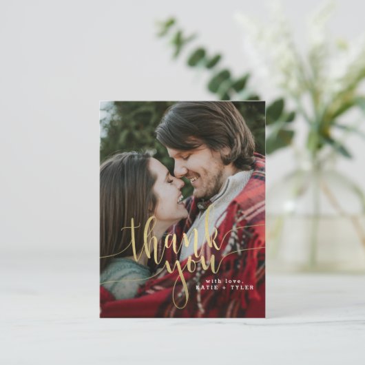 Elegant goud dank u briefkaart (Staand voorkant)