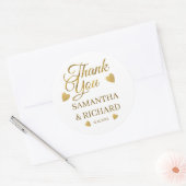 Elegant goud dank u bruiloft gunst ronde sticker (Envelop)