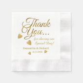 Elegant goud Dank u gepersonaliseerde bruiloft Servet (Voorkant)