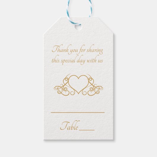 Elegant goud dank u hart bruiloft partij escort cadeaulabel (Voorkant)