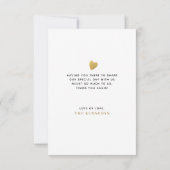 Elegant goud Dank u Hart Trouwfoto Bedankkaart (Achterkant)