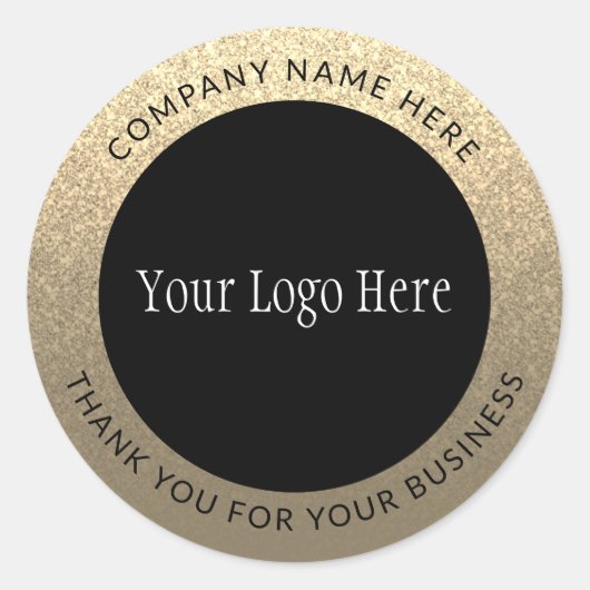 Elegant goud dank u Logo Business Glitter Ronde Sticker (Voorkant)