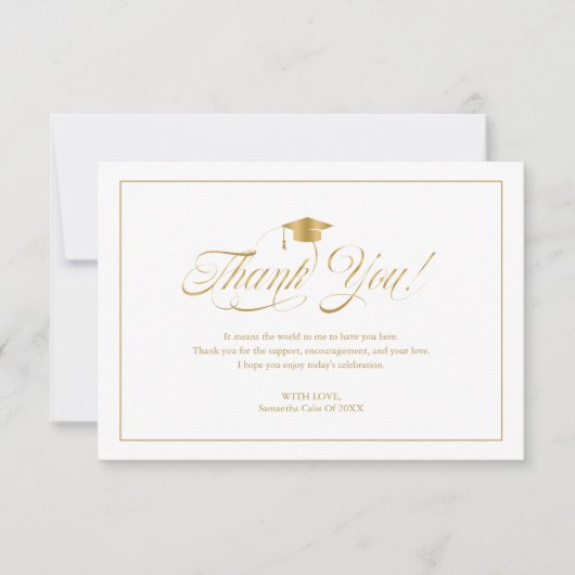 Elegant Goud Dank u Pet Tassel Afstuderen Bedankkaart (Voorkant)