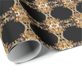 Elegant Goud Decoratie Bloemen Inpakpapier