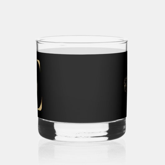 Elegant Goud Decoratief Initiaal E Whisky Glas (Links)