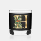 Elegant Goud Decoratief Initiaal H Whisky Glas (Voorkant)