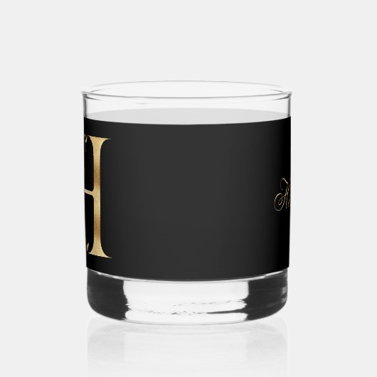 Elegant Goud Decoratief Initiaal H Whisky Glas (Links)