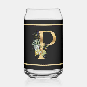 Elegant goud decoratief Initiaal P met groen Blikvorm Glas