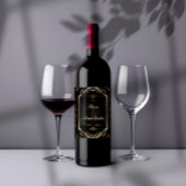 Elegant Goud Demask Wreath Monogram Wijnlabel Wijn Etiket