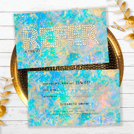 Elegant Goud Diamant Opal Stone Verwijzing Visitekaartje