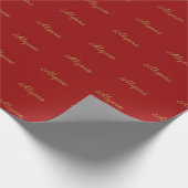 Elegant Goud Donker Rood aangepaste script naam ch Cadeaupapier (Hoek)