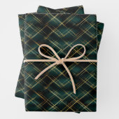 Elegant Goud & Donkergroen Tartan Plaid Kerst Inpakpapier Vel (In situ)