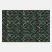 Elegant Goud & Donkergroen Tartan Plaid Kerst Inpakpapier Vel (Voorkant)