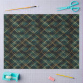 Elegant Goud & Donkergroen Tartan Plaid Kerst Tissuepapier (Craft)