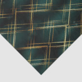Elegant Goud & Donkergroen Tartan Plaid Kerst Tissuepapier (Detail)