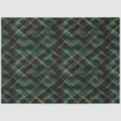 Elegant Goud & Donkergroen Tartan Plaid Kerst Tissuepapier (Voorkant)
