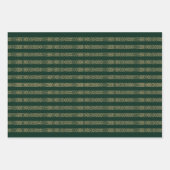 Elegant goud donkergroene kant betaald strepenpatr inpakpapier vel (Voorkant 2)