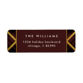 Elegant Goud & Donkerrood Tartan Retouradres Etiket (Voorkant)