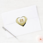 Elegant Goud Dubbel Geluk Hart Sticker (Envelop)