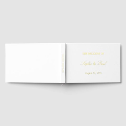 Elegant Goud Echte Folie Witte bruiloft gastenboek (Volledig)