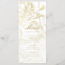 Elegant Goud Eenvoudig Bloemen Bruiloft Menu