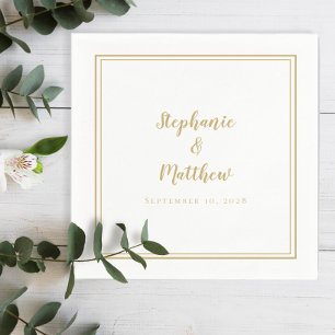 Elegant Goud Eenvoudig Modern Minimalistisch Huwel Servet