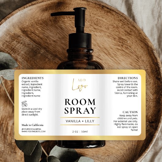 Elegant Goud Eenvoudig Modern Room Mist Spray Labe Etiket
