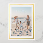 Elegant Goud Eenvoudige Kerst Lijst Foto Folie Feestdagenkaart (Voorkant)