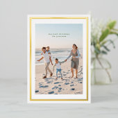Elegant Goud Eenvoudige Kerst Lijst Foto Folie Feestdagenkaart (Staand Voorkant)