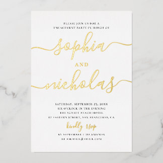 Elegant goud eenvoudige moderne scriptservice folie uitnodiging